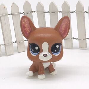 Littlest Pet Shop 2-92 Roxie McTerrier Puppy Dog Boston Terrier Glitter Ears